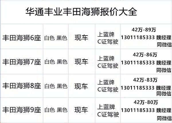 丰田海狮专卖店威廉希尔williamhill丰田海狮带原厂电动门代价(图4)